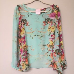 Romeo & Juliet Couture Sheer Floral Flowing Top